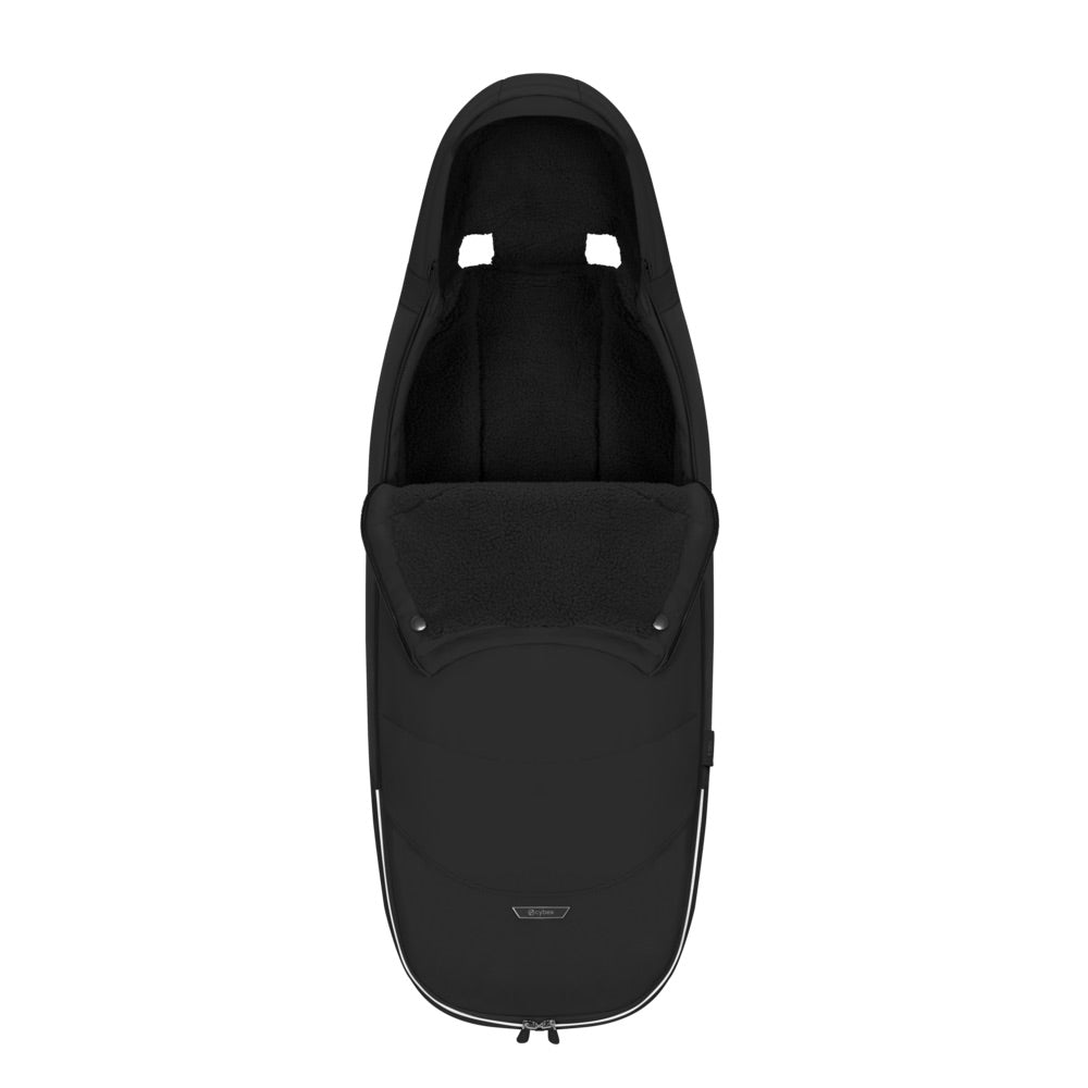 Cybex Fusssack Sepia Black geöffnet auf unterste Stufe