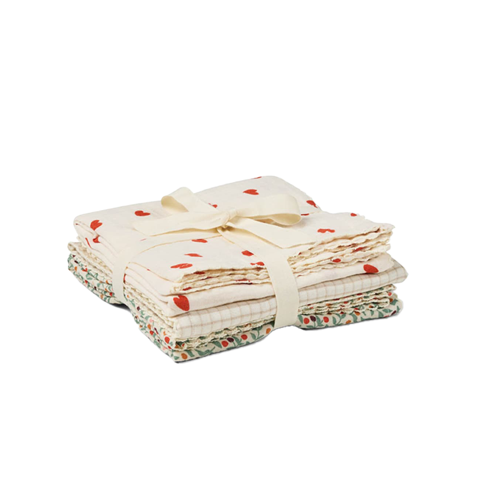 Dear April Musselin Mulltücher 3er-Pack 'Mio' Mix of Mini Check, Little Love, Forest Berries