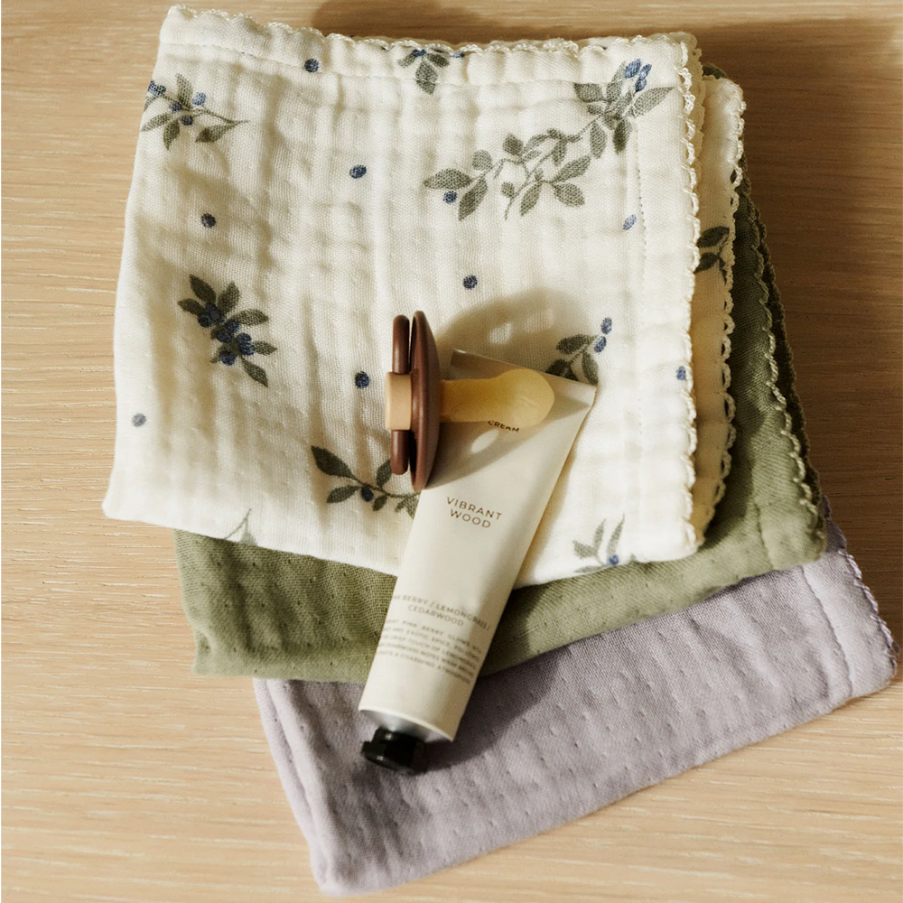 Dear April 3er-Set Musselin-Waschlappen 'Ren' Blueberries Mix