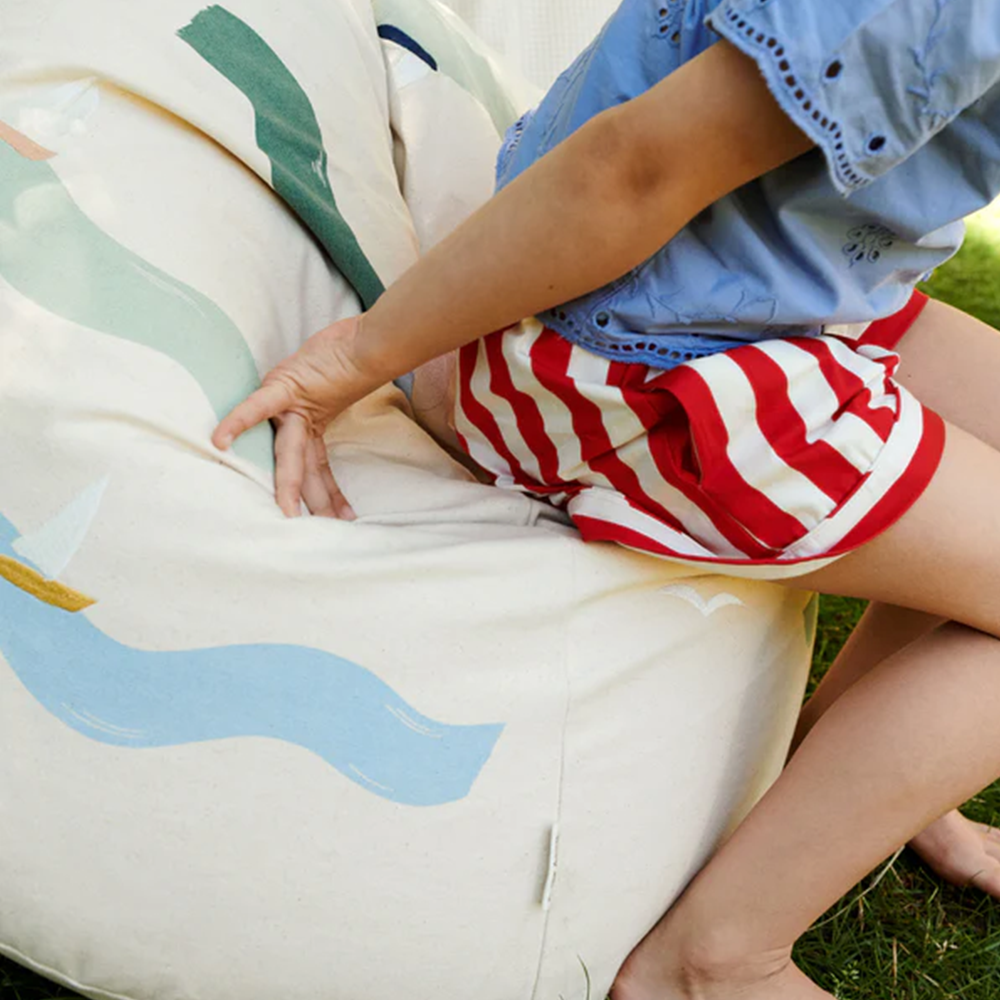 Dear April Embroidered Bean Bag 'Bay' Big Waves