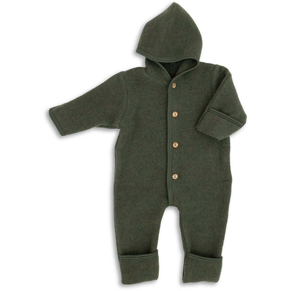 Engel  Wollfleece Overall mit Kapuze  Schilf Melange