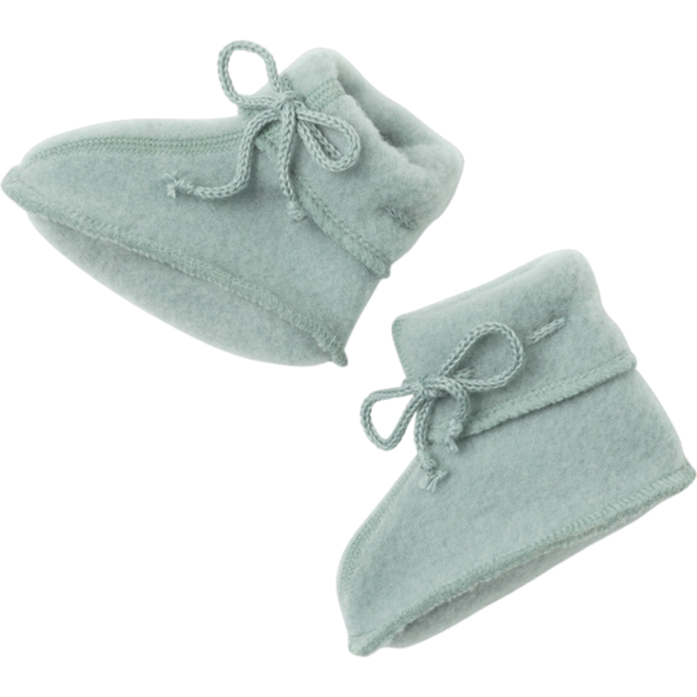 Engel  Baby-Schühchen mit Bändel Wollfleece  Bergblau Melange - Online MY SNOWFLAKE