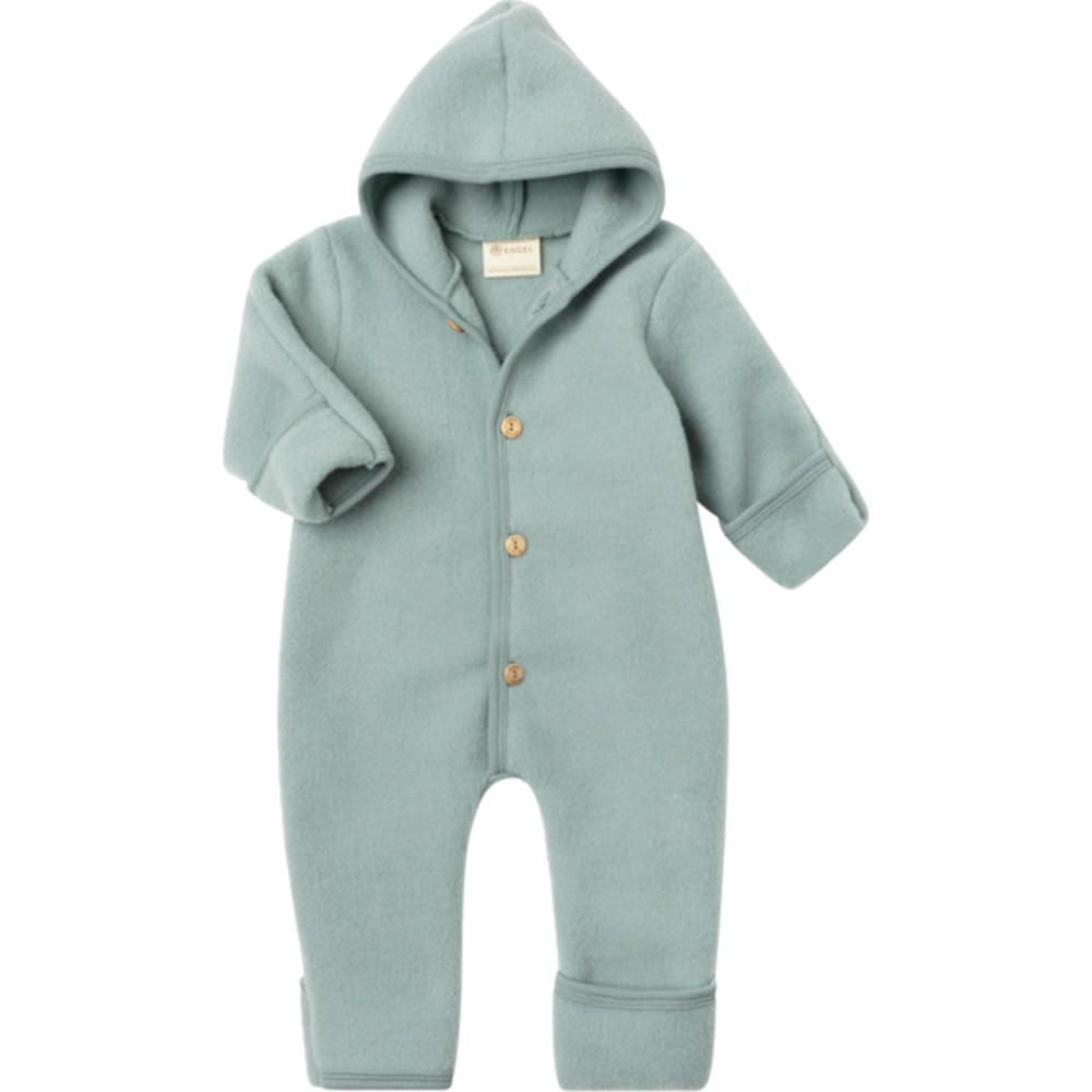 Engel  Wollfleece Overall mit Kapuze Bergblau Melange - Online MY SNOWFLAKE