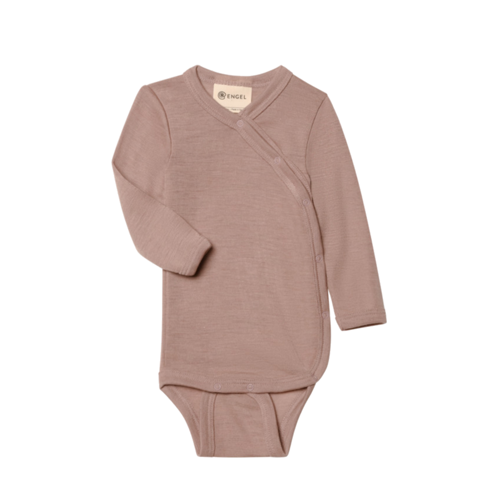 Engel  Schurwolle/Seide Wickelbody Langarm Dusty Rose