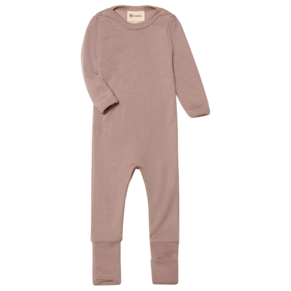 Engel  Schurwolle/Seide Schlafoverall mit Umschlägen Dusty Rose