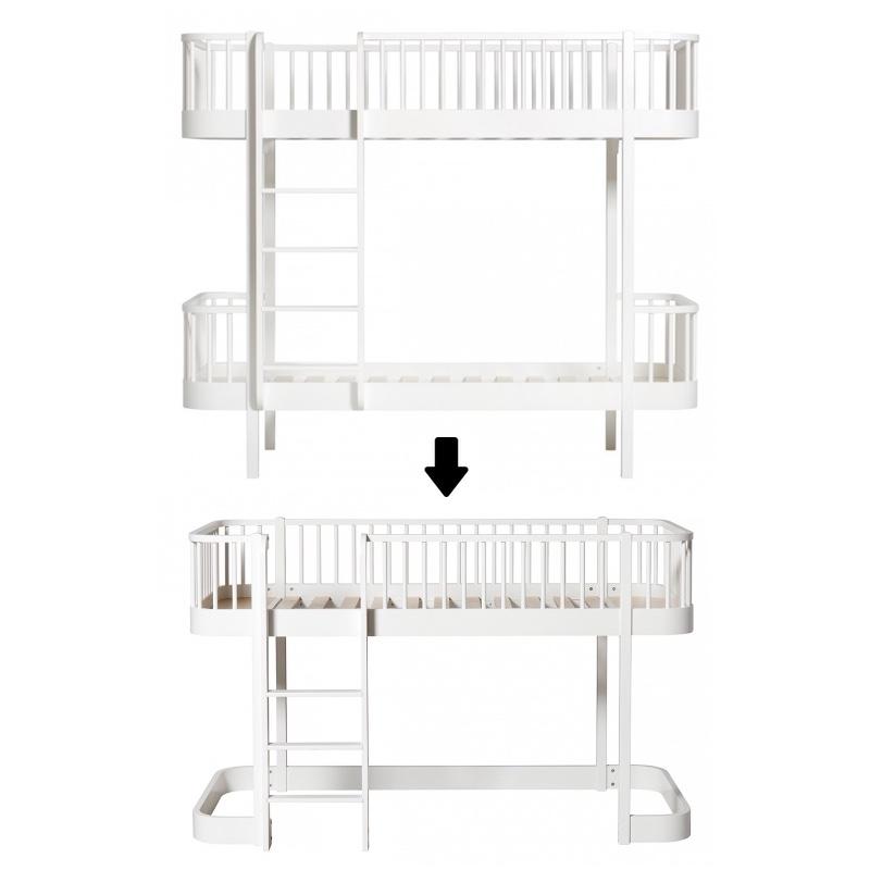 Oliver Furniture <br/> Umbauset Wood <br/> Etagenbett zum Halbhohen Hochbett <br/> Weiss,Etagenbetten, Oliver Furniture - SNOWFLAKE kindermöbel concept store