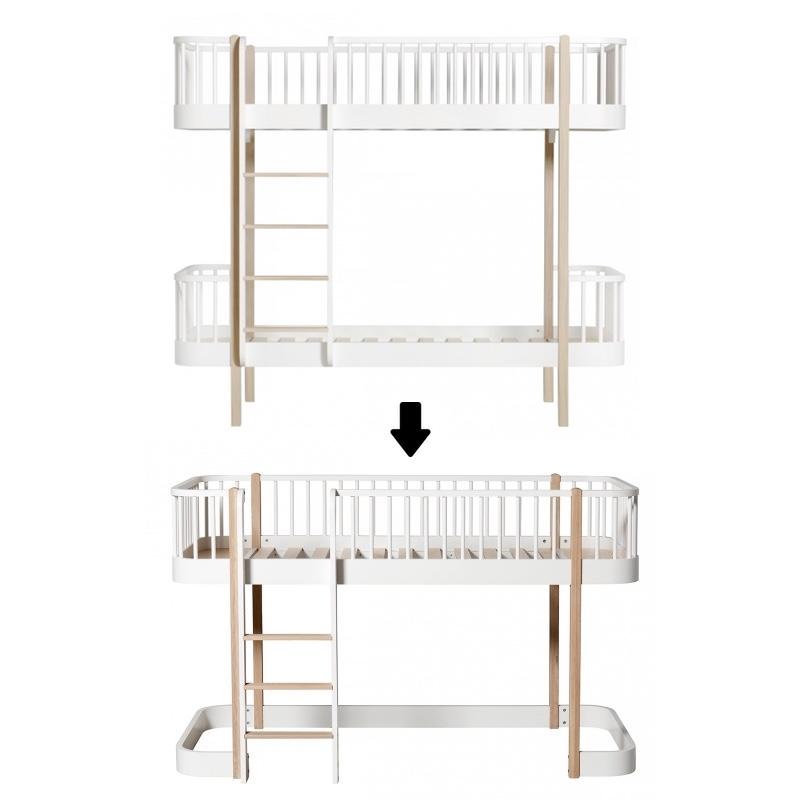 Oliver Furniture <br/> Umbauset Wood <br/> Etagenbett zum Halbhohen Hochbett <br/> Weiss/Eiche,Etagenbetten, Oliver Furniture - SNOWFLAKE kindermöbel concept store