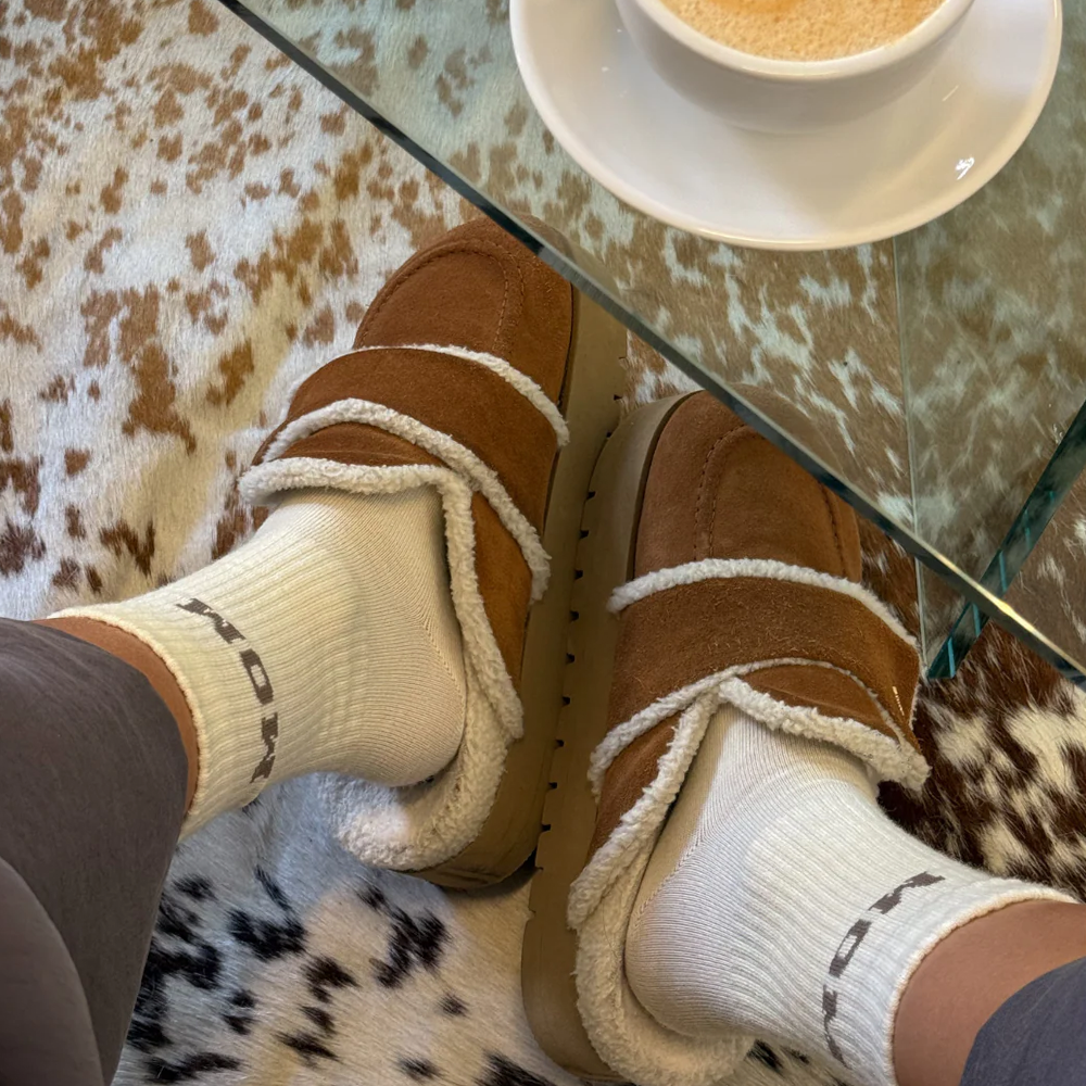 Famvibes College Wollsocken für Erwachsene 'Mom' Taupe