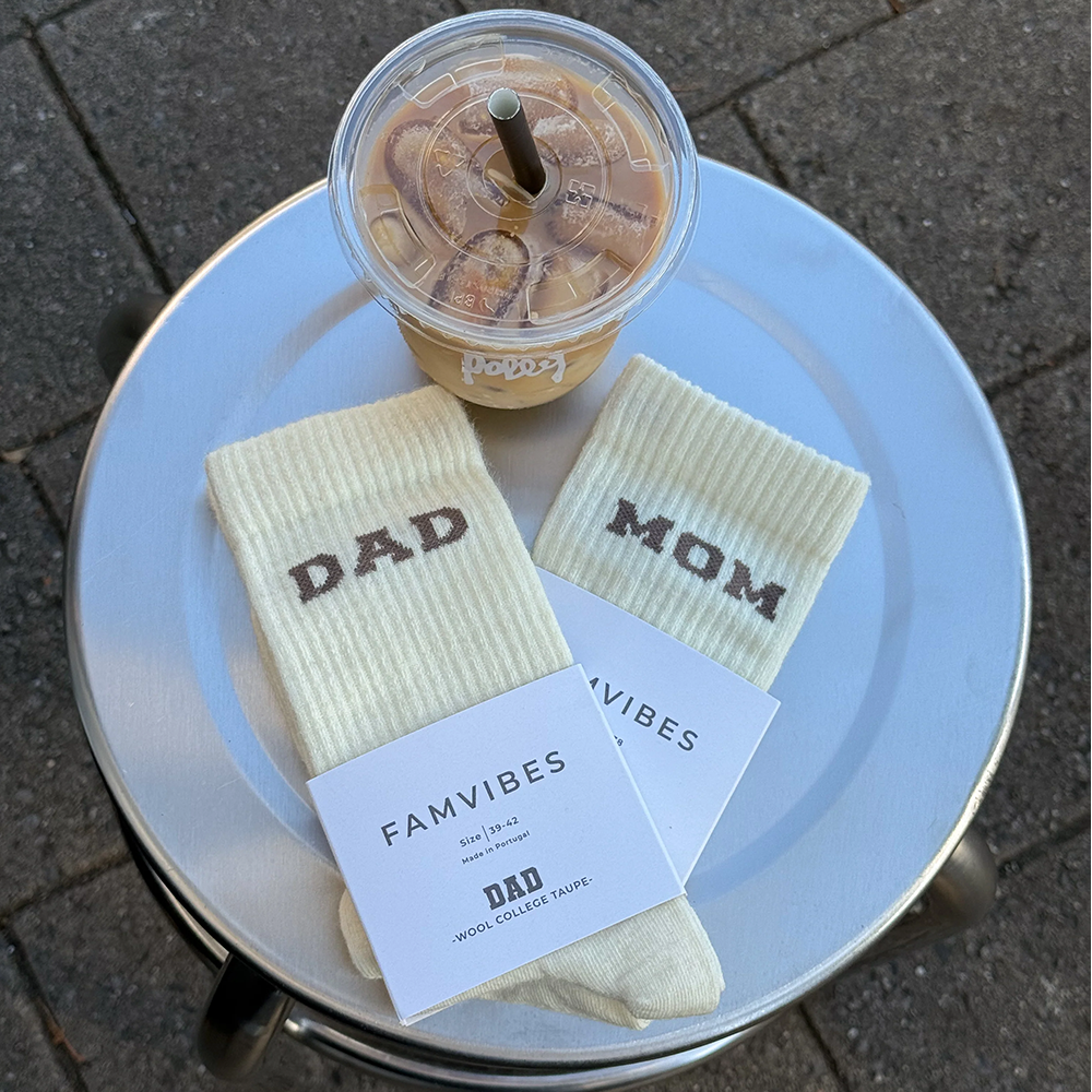 Famvibes College Wollsocken für Erwachsene 'Dad' Taupe