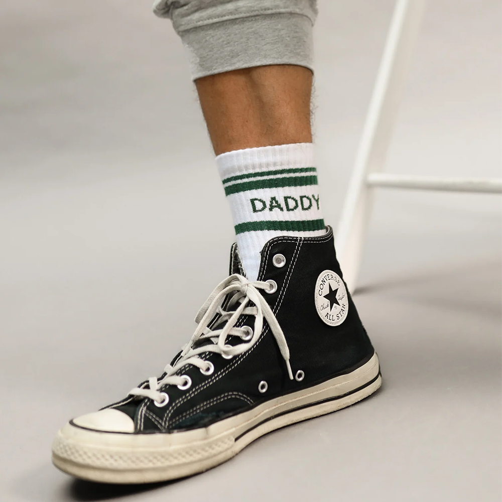 Famvibes Socken für Erwachsene &#39;Striped&#39; Daddy Weiss/Grün