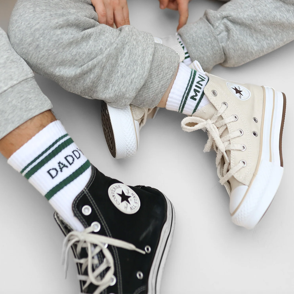 Famvibes Socken für Erwachsene &#39;Striped&#39; Daddy Weiss/Grün
