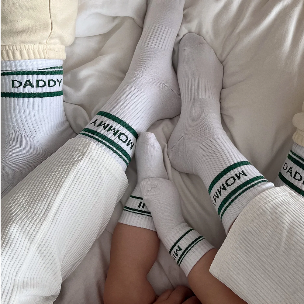 Famvibes Socken für Erwachsene &#39;Striped&#39; Daddy Weiss/Grün