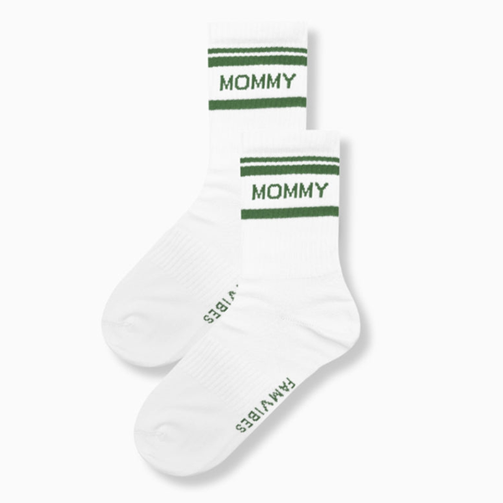 Famvibes Socken für Erwachsene &#39;Striped&#39; Mommy Weiss/Grün
