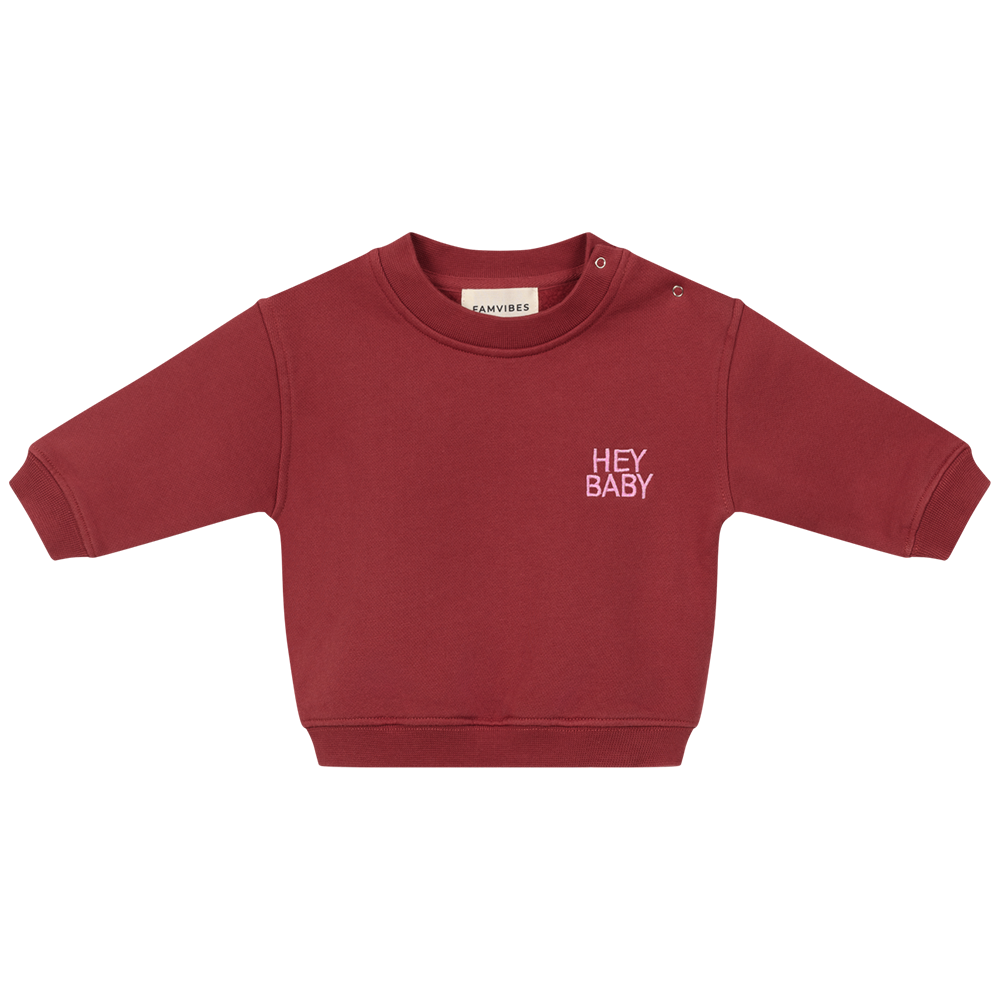 Famvibes Sweatshirt &#39;Hey Baby&#39; Burgundy