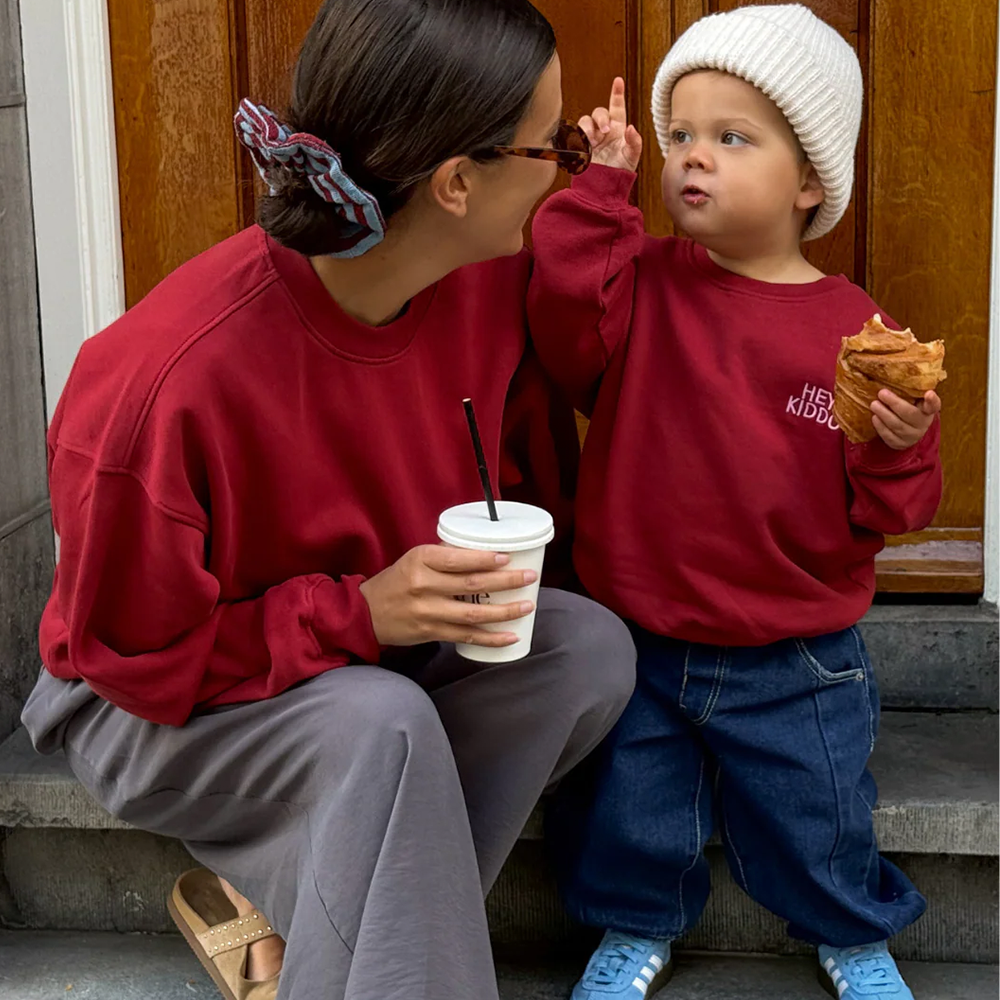 Famvibes Sweatshirt &#39;Hey Kiddo&#39; Burgundy