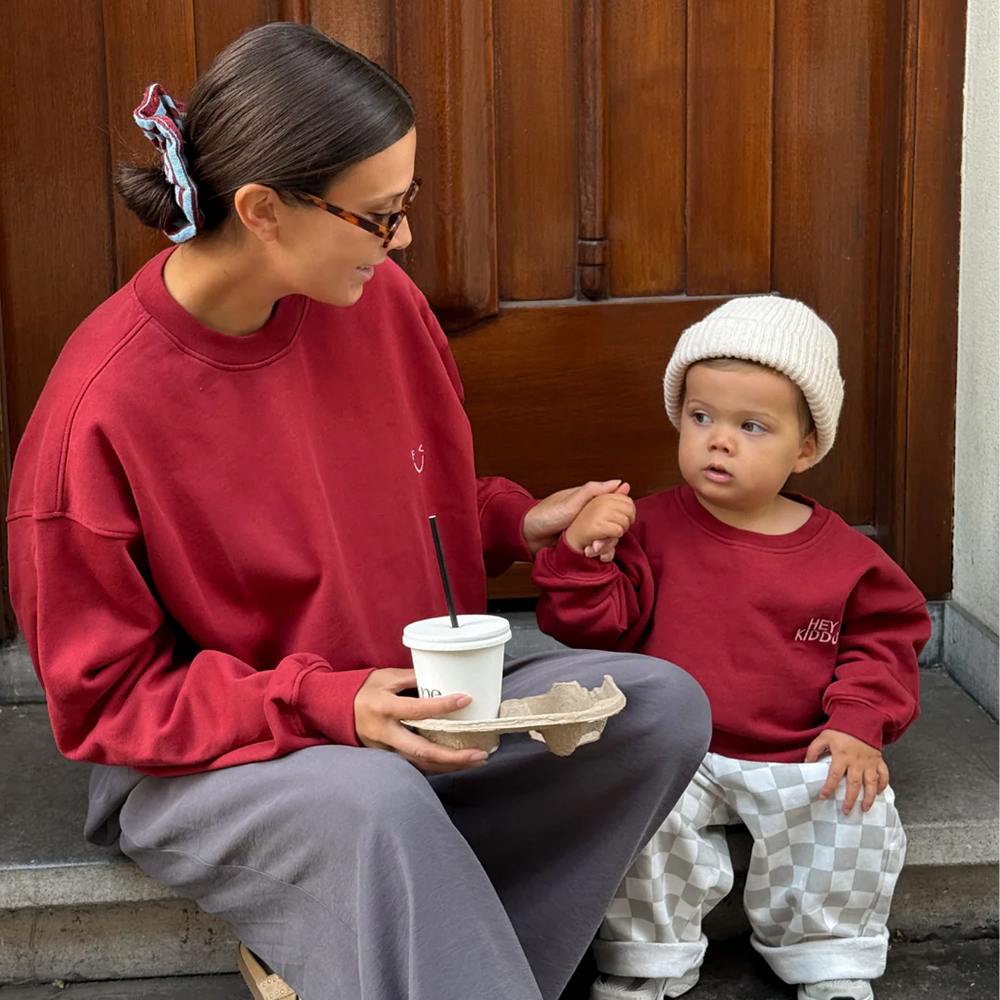 Famvibes Sweatshirt &#39;Hey Kiddo&#39; Burgundy