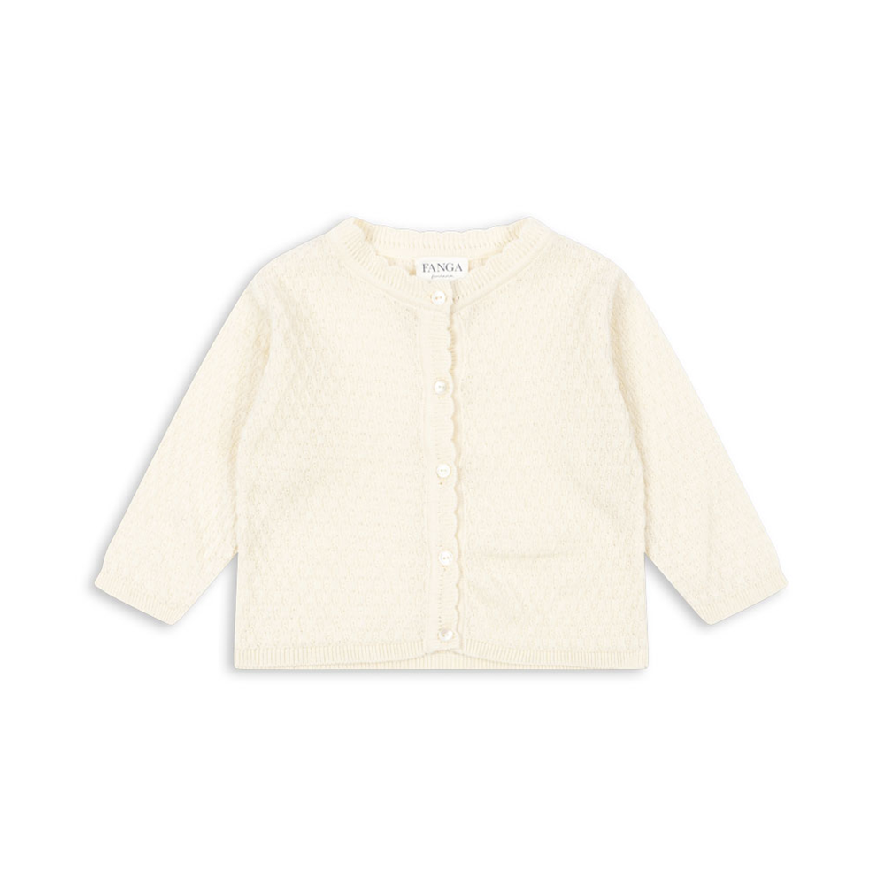 Fanga Fontana Baby Pointelle-Cardigan &#39;Venti&#39; Antique White