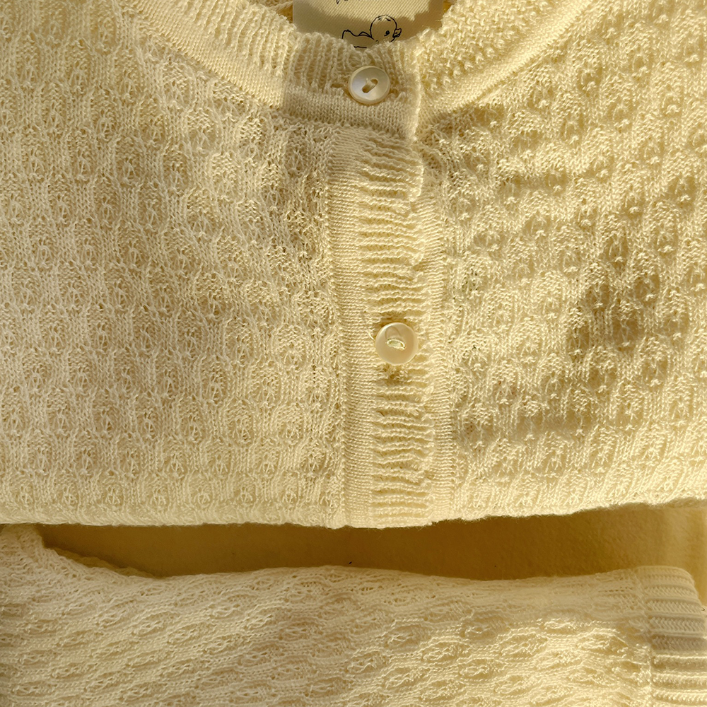 Fanga Fontana Baby Pointelle-Cardigan &#39;Venti&#39; Antique White