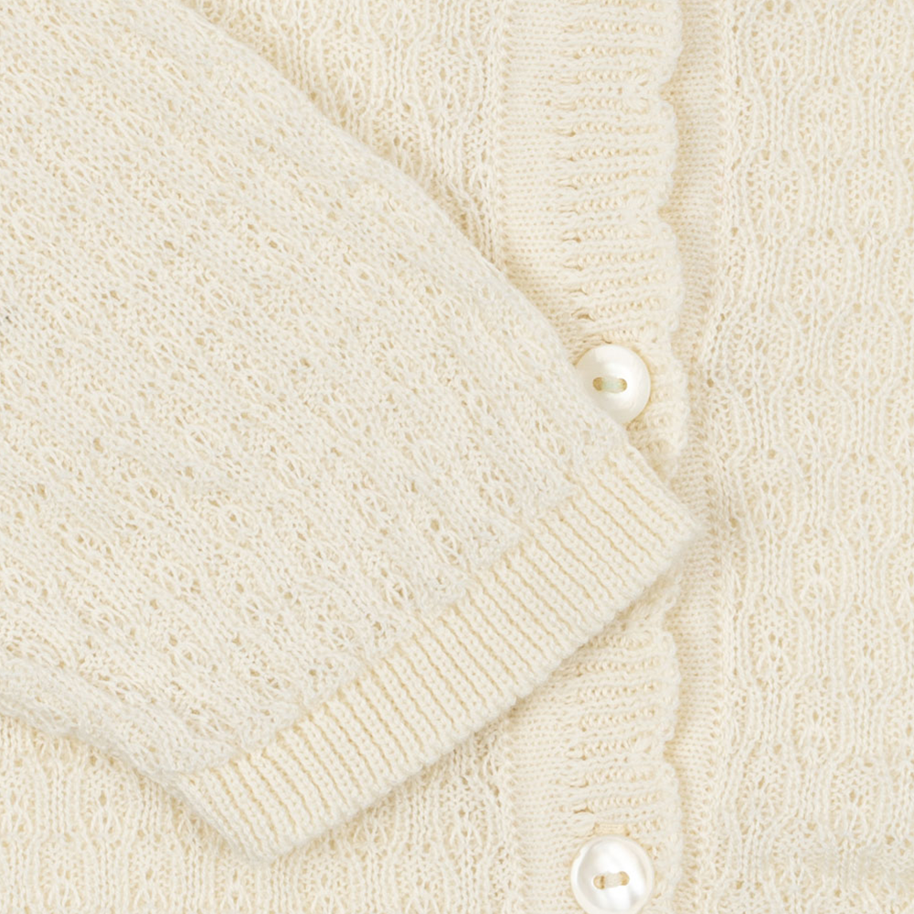 Fanga Fontana Baby Pointelle-Cardigan &#39;Venti&#39; Antique White