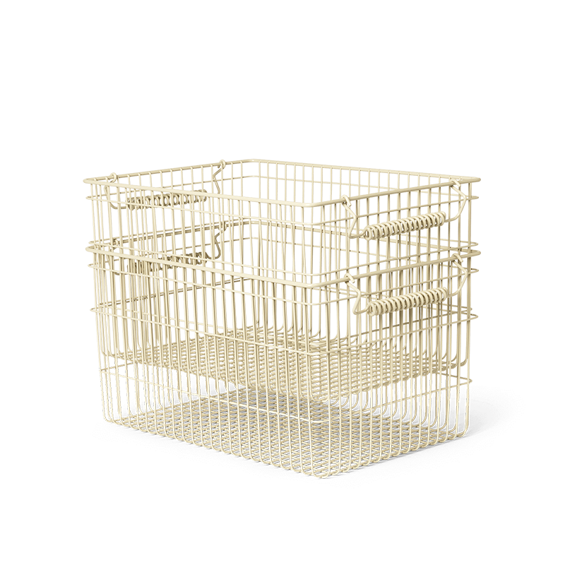 Ferm Living 2er Set Stapelbarer Aufbewahrungskorb &#39;Cala&#39; Cashmere