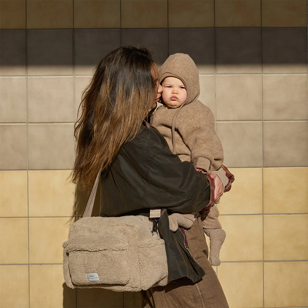Finnsøn  Eco Oversized Kinderwagen Organizer mit Kinderwagenclips 'FREYA' Biege