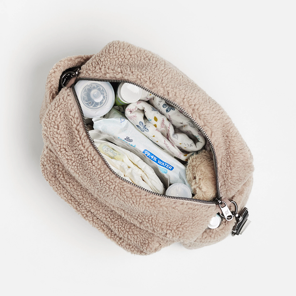 Finnsøn  Eco Oversized Kinderwagen Organizer mit Kinderwagenclips 'FREYA' Biege