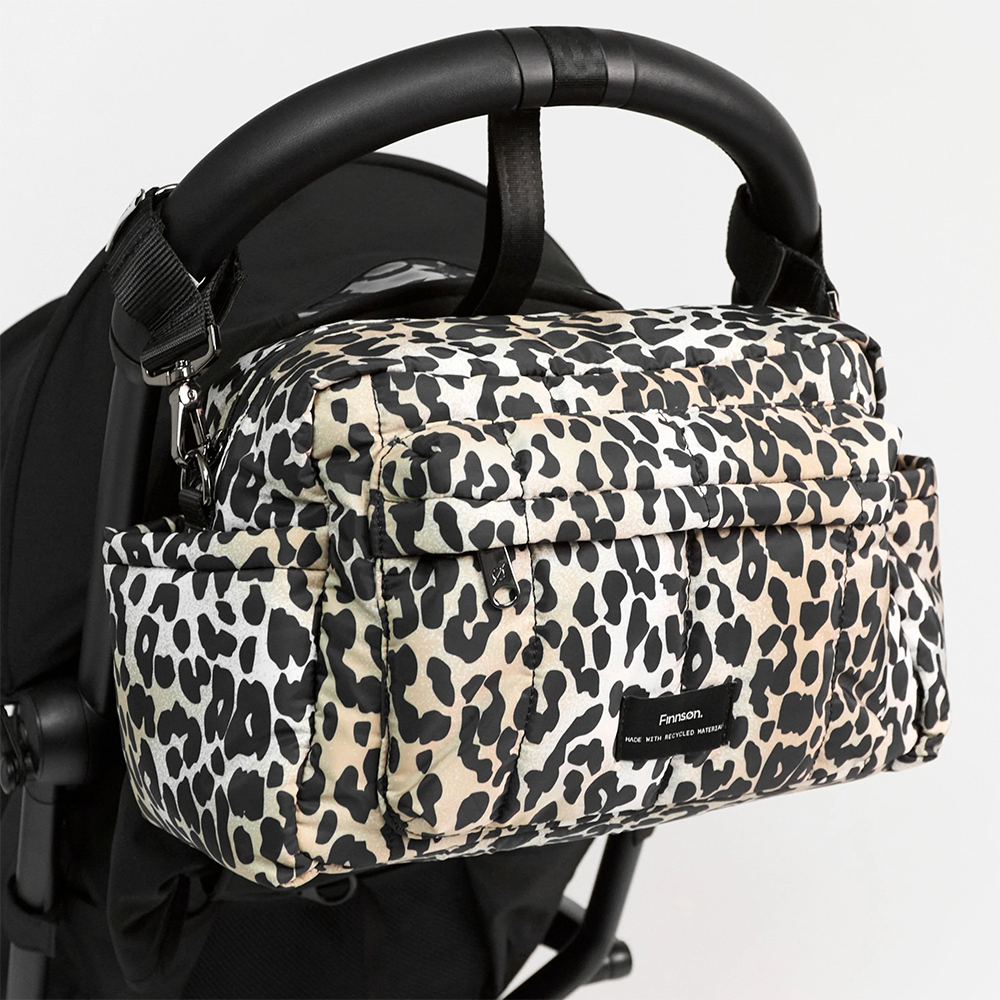 Finnsøn Eco Oversized Stroller Organizer with Stroller Clips 'FREYA' Leopard