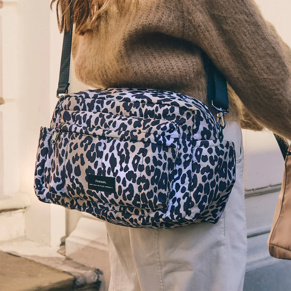 Finnsøn Eco Oversized Stroller Organizer with Stroller Clips 'FREYA' Leopard