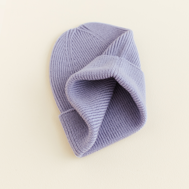 White Newborn Beanie Fonzie Lilac