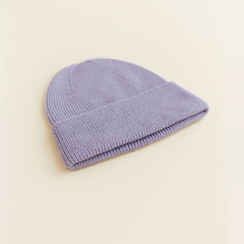 White Newborn Beanie Fonzie Lilac