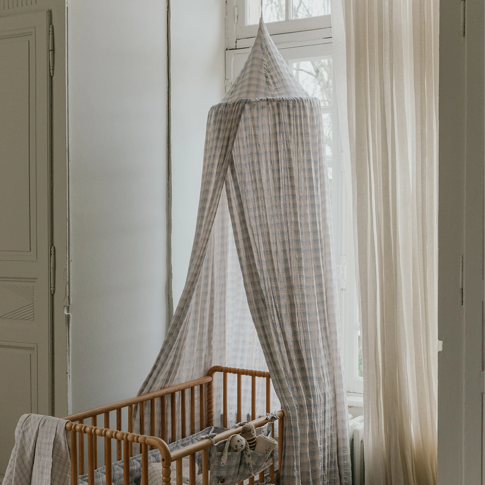 Garbo & Friends  Musselin Betthimmel Plaid Sky Blue
