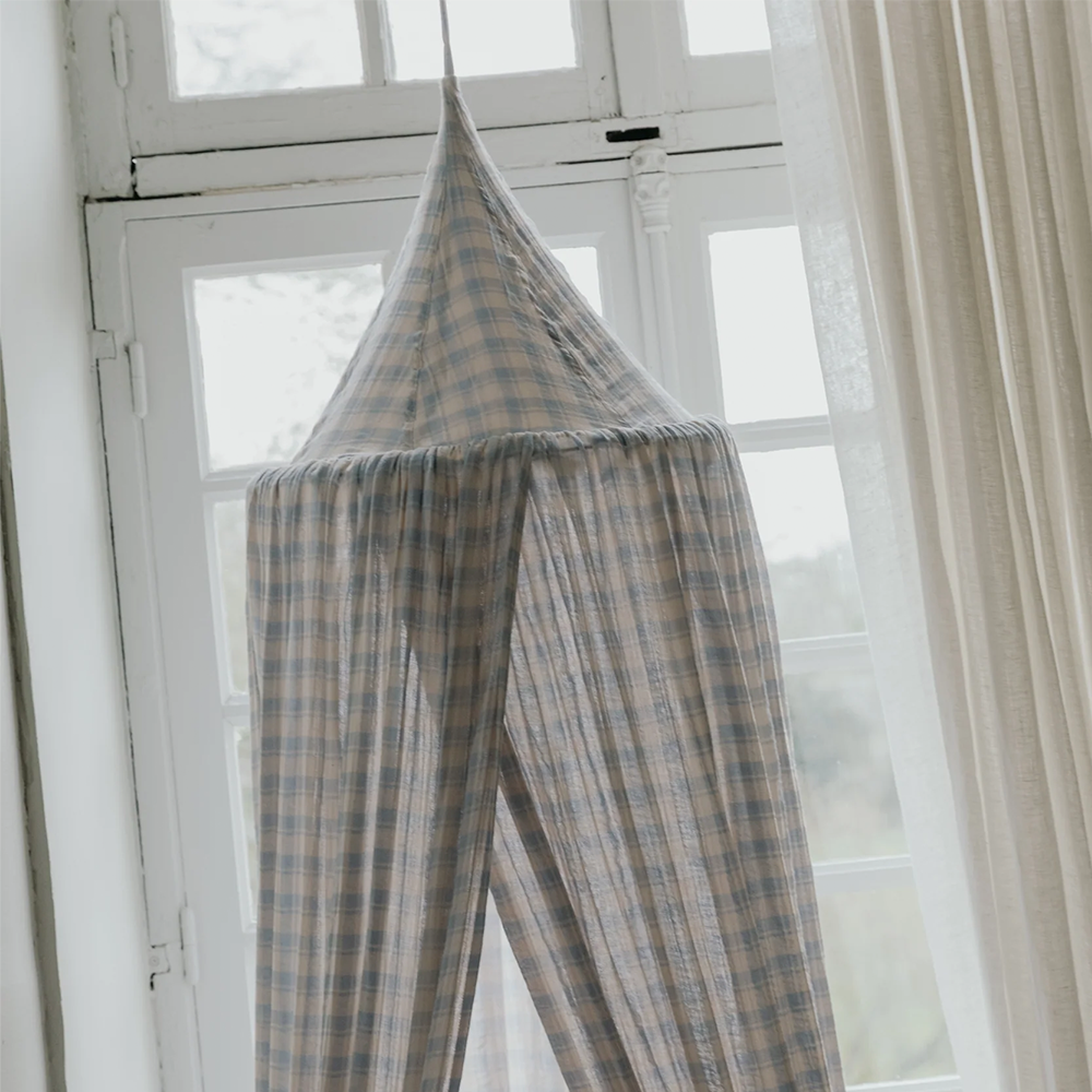 Garbo & Friends  Musselin Betthimmel Plaid Sky Blue