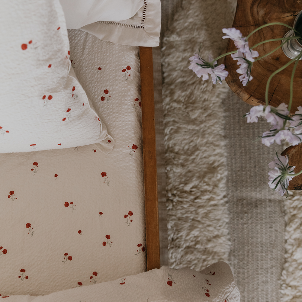 Garbo & Friends  Seersucker Fixleintuch 70 x 140 cm Poppy