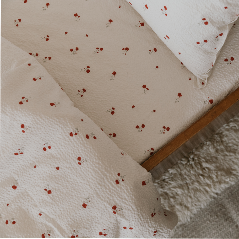 Garbo & Friends  Seersucker Fixleintuch 70 x 140 cm Poppy