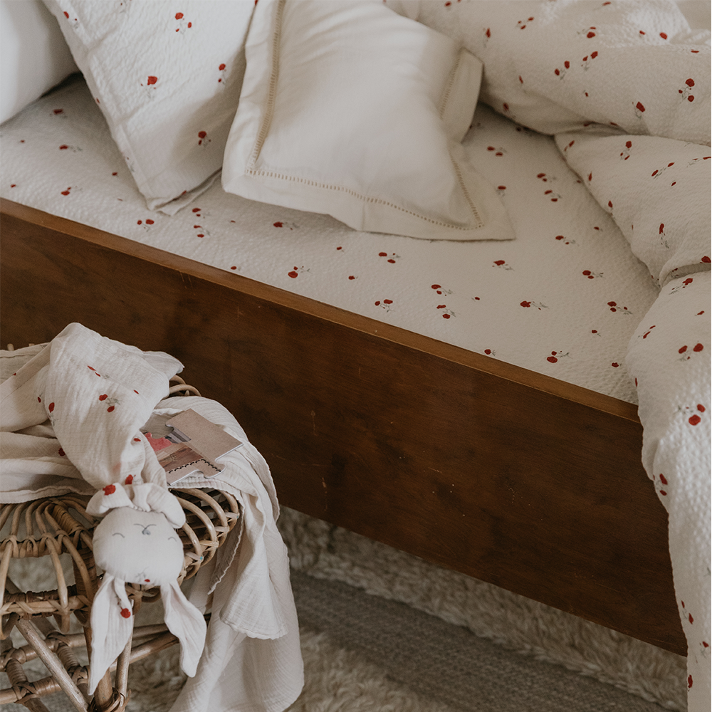 Garbo & Friends  Seersucker Fixleintuch 70 x 140 cm Poppy