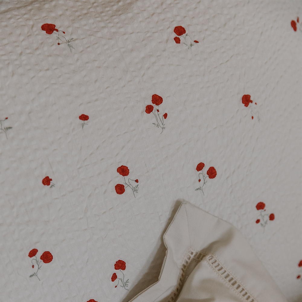 Garbo & Friends  Seersucker Fixleintuch 70 x 140 cm Poppy