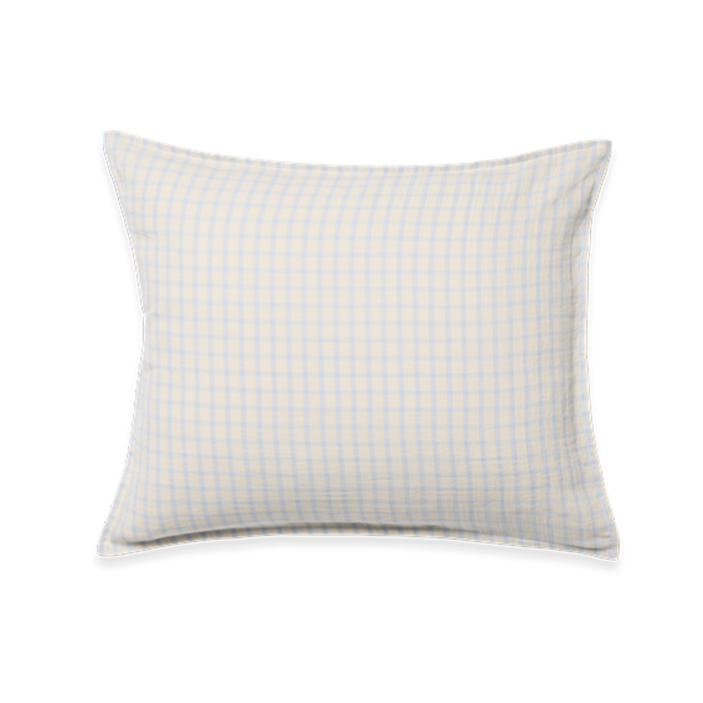 Garbo & Friends Musselin Kissenbezug 50 x 70 cm Gingham Sky Blue
