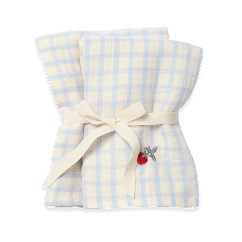 Garbo & Friends  2er Set Mulltücher Gingham Sky Blue