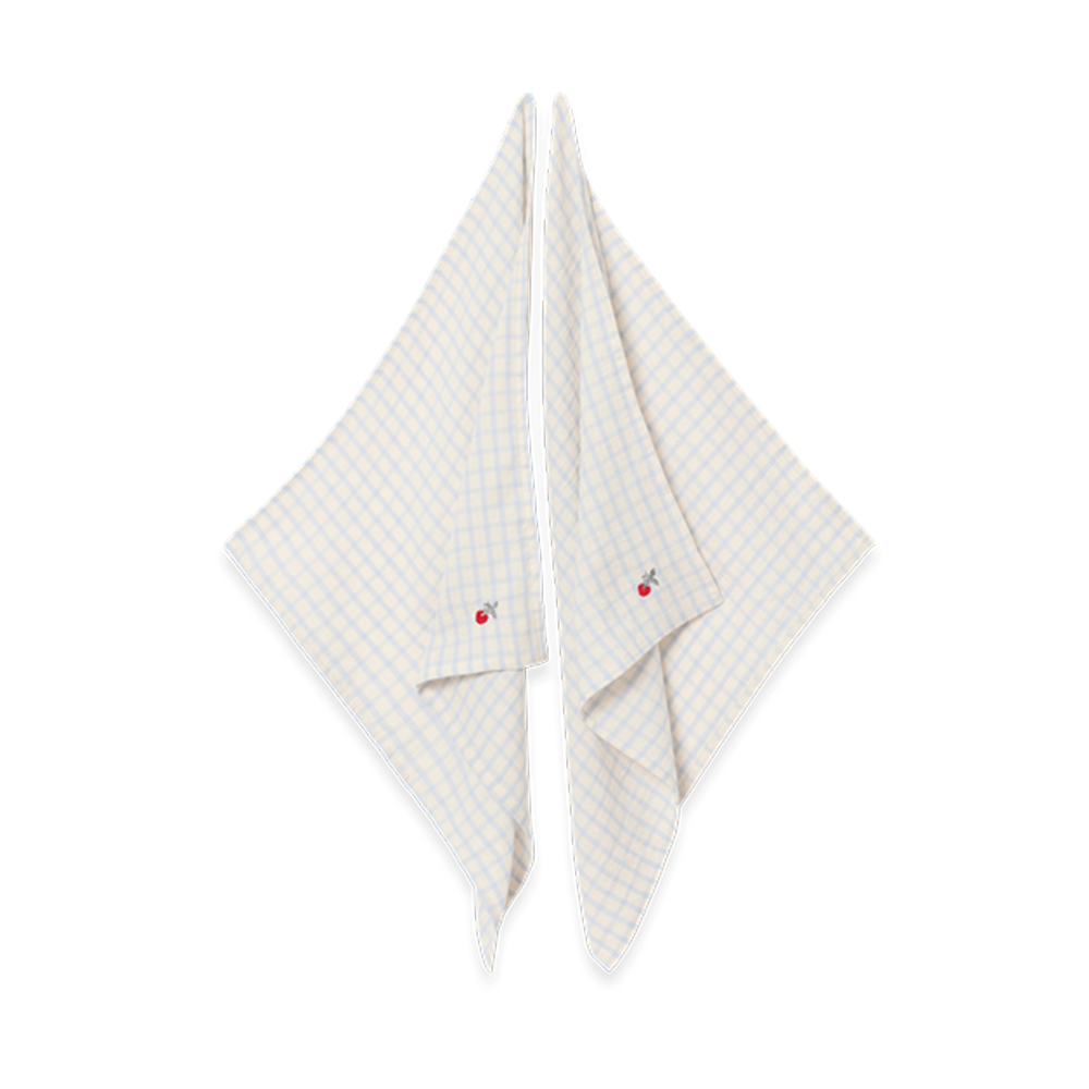 Garbo & Friends  2er Set Mulltücher Gingham Sky Blue