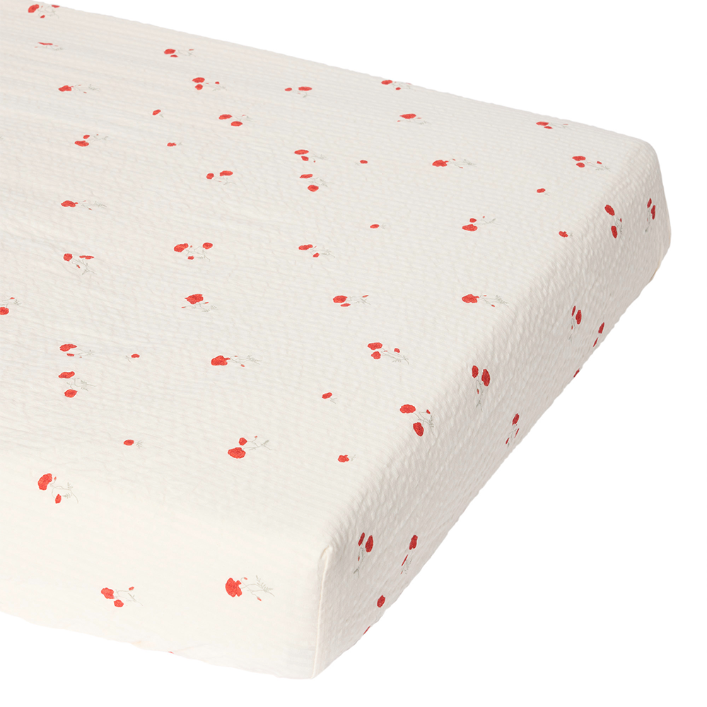 Garbo & Friends  Seersucker Fixleintuch 70 x 140 cm Poppy