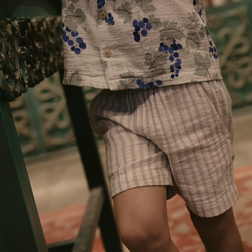 Garbo &amp; Friends Musselin Shorts Stripe Pebble