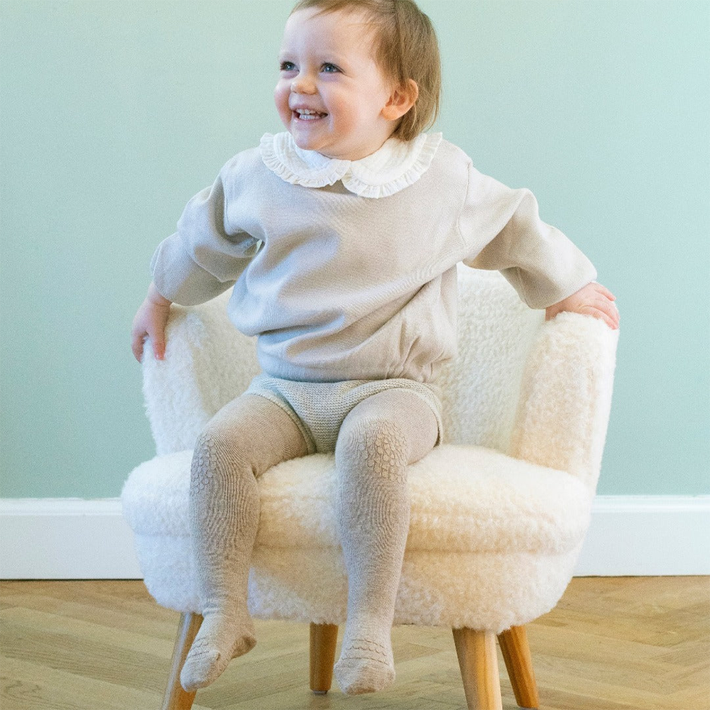 GoBabyGo Rutschfeste Krabbelstrumpfhose aus Merinowolle Sand - Online MY SNOWFLAKE