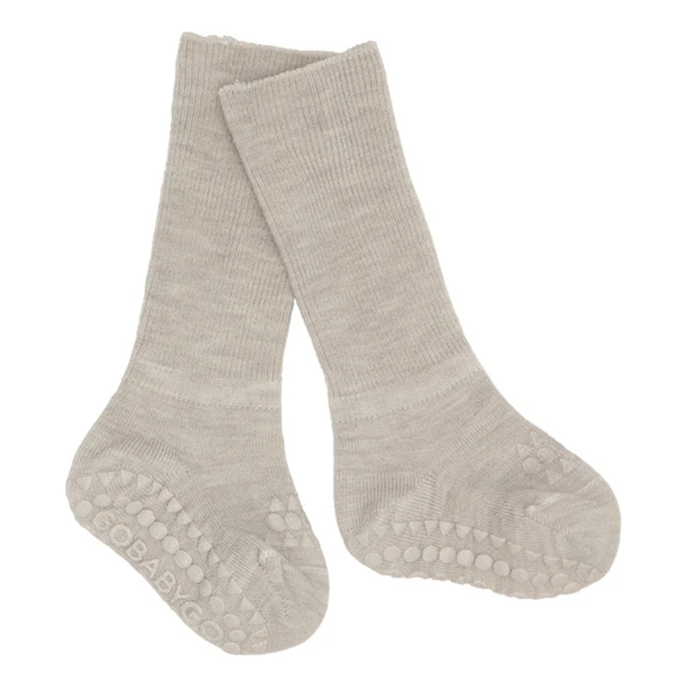 GoBabyGo Rutschfeste Grip-Socken aus Merinowolle Light Brown Melange - Online MY SNOWFLAKE