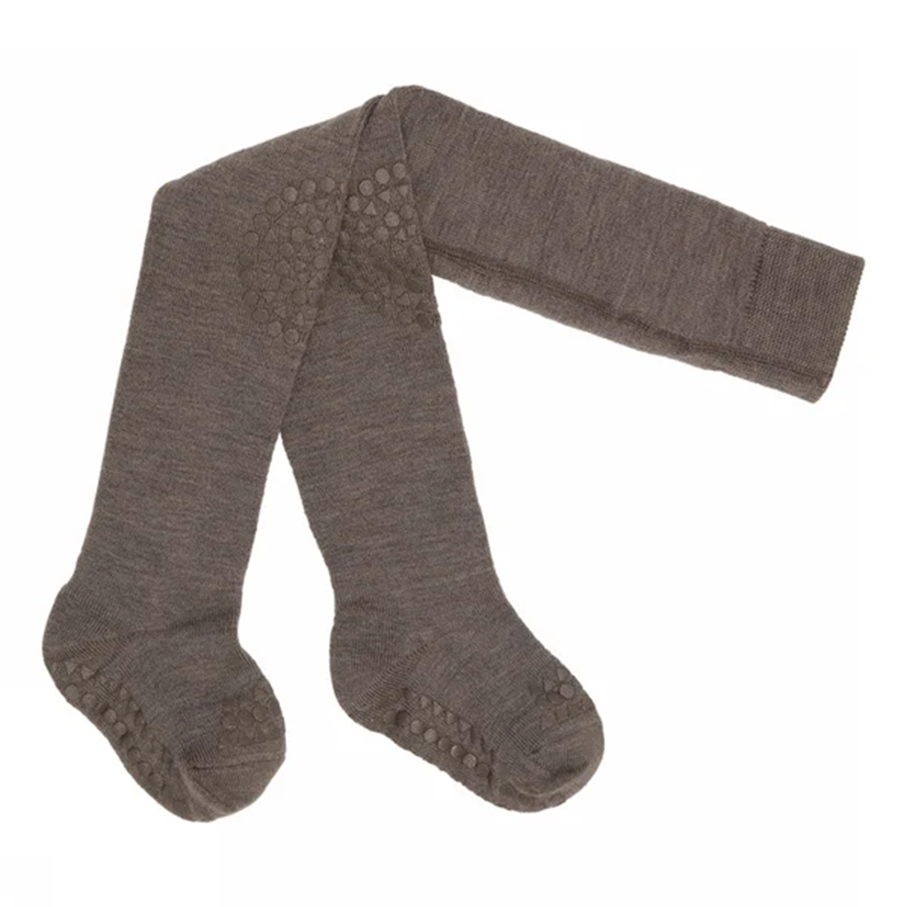 GoBabyGo Rutschfeste Krabbelstrumpfhose aus Merinowolle Brown Melange - Online MY SNOWFLAKE
