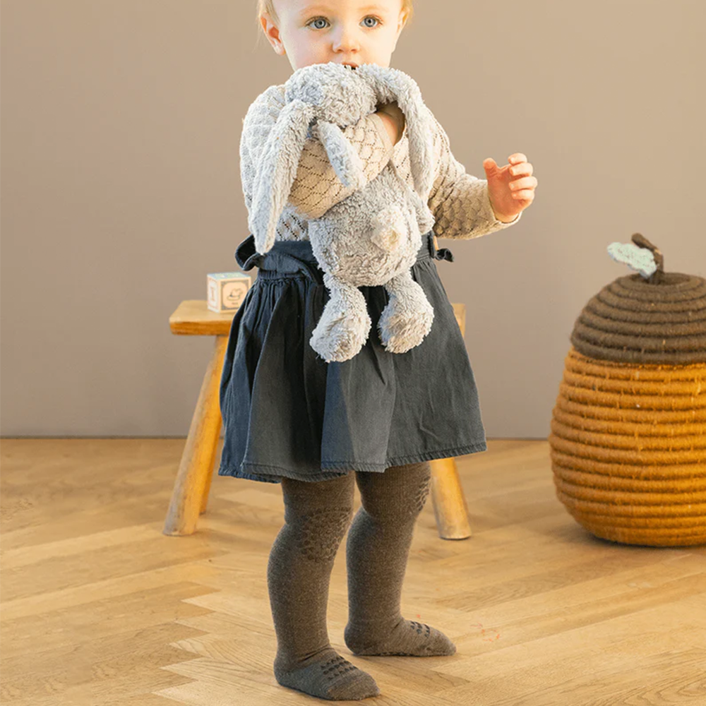 GoBabyGo Rutschfeste Krabbelstrumpfhose aus Merinowolle Brown Melange - Online MY SNOWFLAKE