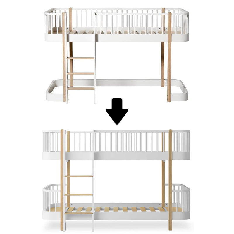 Oliver Furniture Conversion Kit Wood Mid-high Loft Bed H 138 cm to Mid-high Bunk Bed White/Oak
