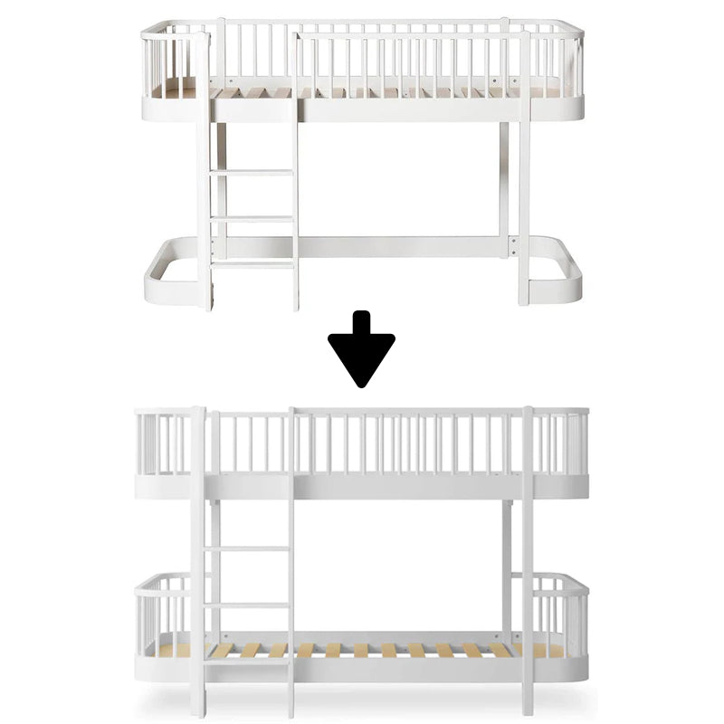 Oliver Furniture  Umbauset Wood Halbhohes Hochbett H 138 cm zum Halbhohen Etagenbett  Weiss