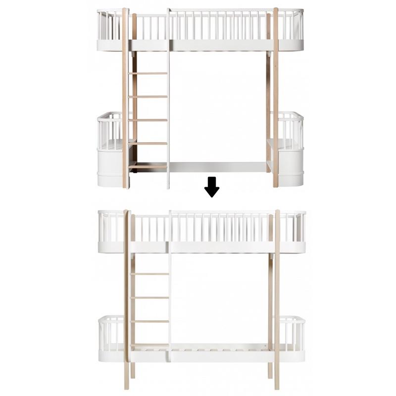 Oliver Furniture &lt;br/&gt; Umbauset Wood &lt;br/&gt; Hochbett zum Etagenbett &lt;br/&gt; Weiss/Eiche,Hochbetten, Oliver Furniture - SNOWFLAKE kindermöbel concept store