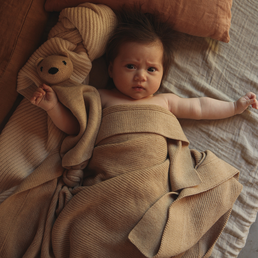 Hvid  Babydecke 'Gust'  Sand - Online MY SNOWFLAKE
