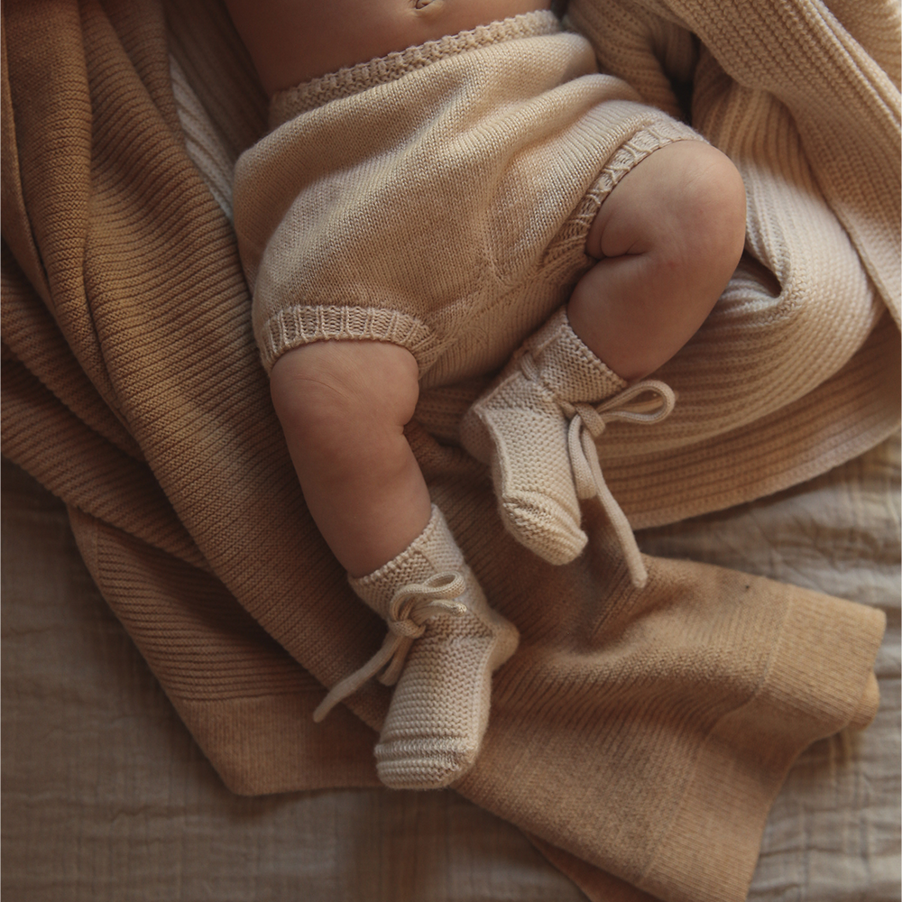 Hvid  Babydecke 'Gust'  Sand - Online MY SNOWFLAKE